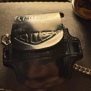 Black Leather Motorcycle Chain Bag